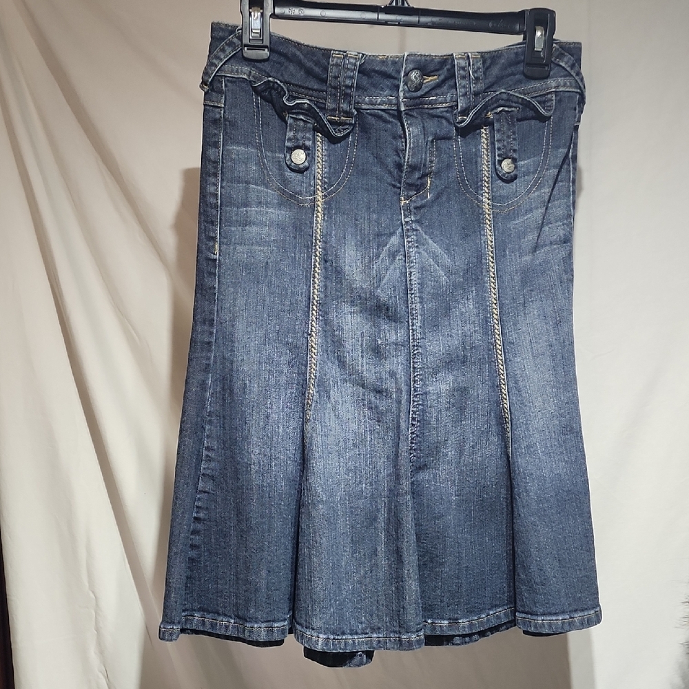 Vintage Mermaid Trumpet Blue Denim Skirt - Picture 1 of 8